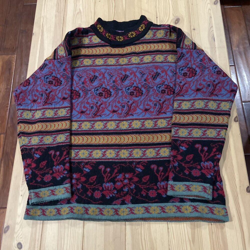 Vintage OSSI Skiwear Sweater Mens Large Wool Acrylic Knit Pullover 90s